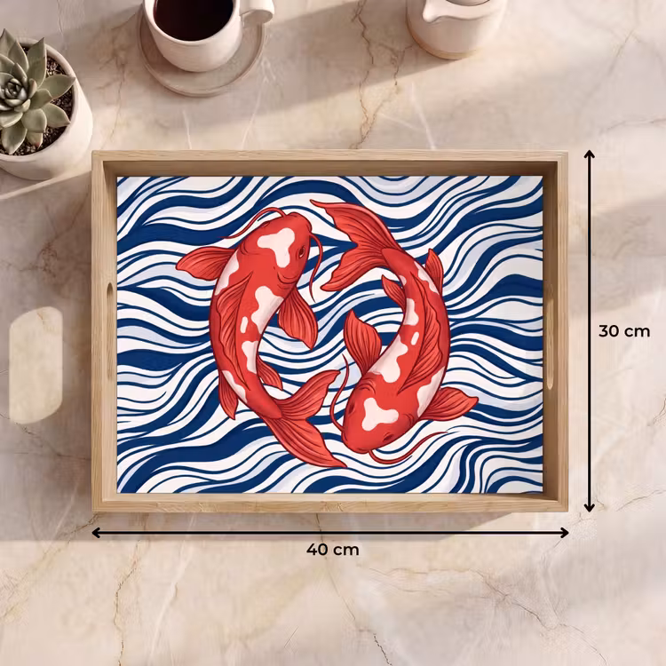 Vis - Water - Natuur - Illustratie - Rood Dienblad Rechthoek middel -USP_Formaat