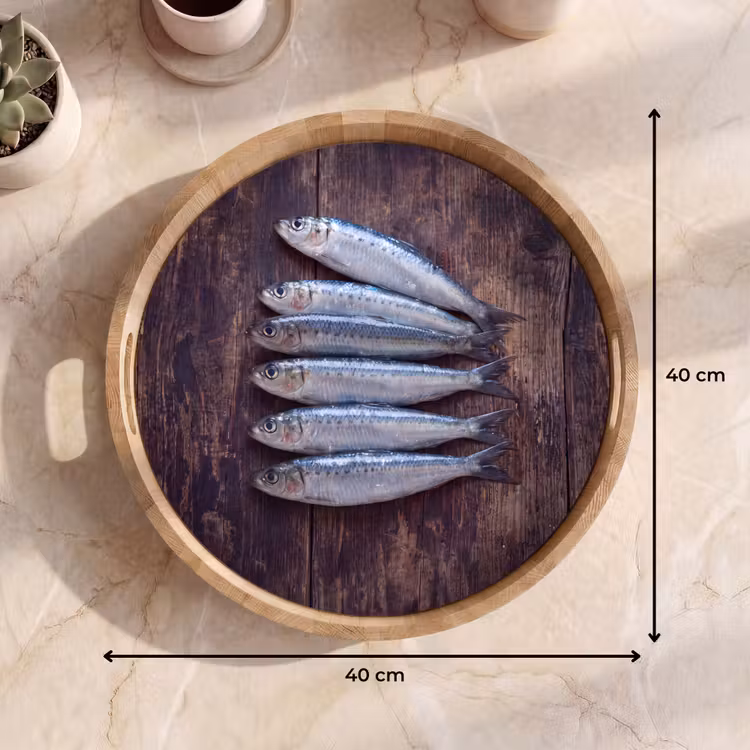 Tray - Fish - Wood - Food - Vis - Hout - Eten Dienblad Rond middel