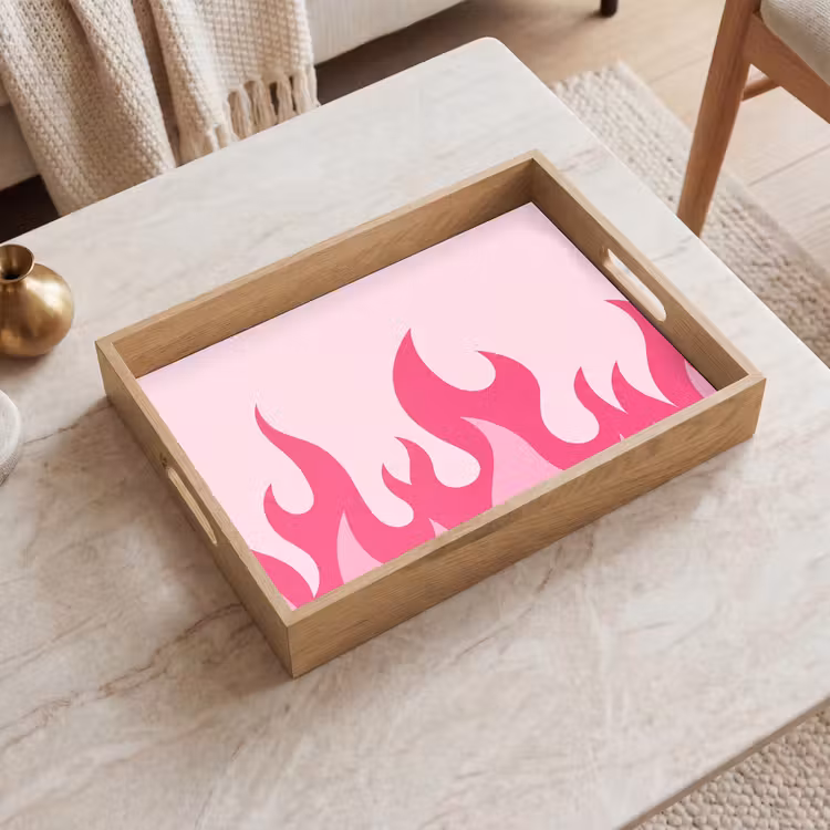 Vlammen - Patroon - Abstract - Modern - Roze Dienblad Rechthoek middel -sfeer1