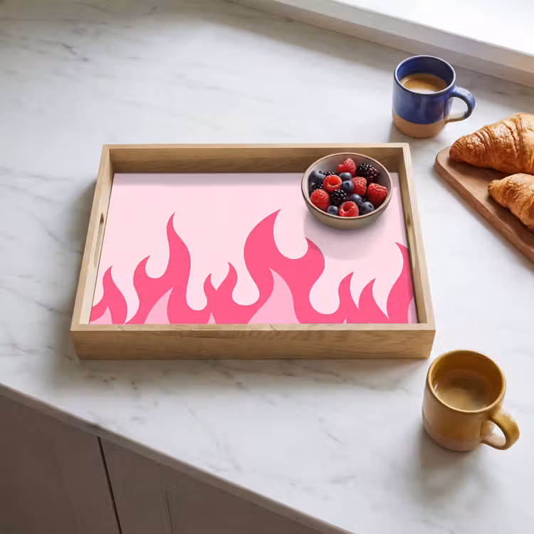 Vlammen - Patroon - Abstract - Modern - Roze Dienblad Rechthoek middel -sfeer2