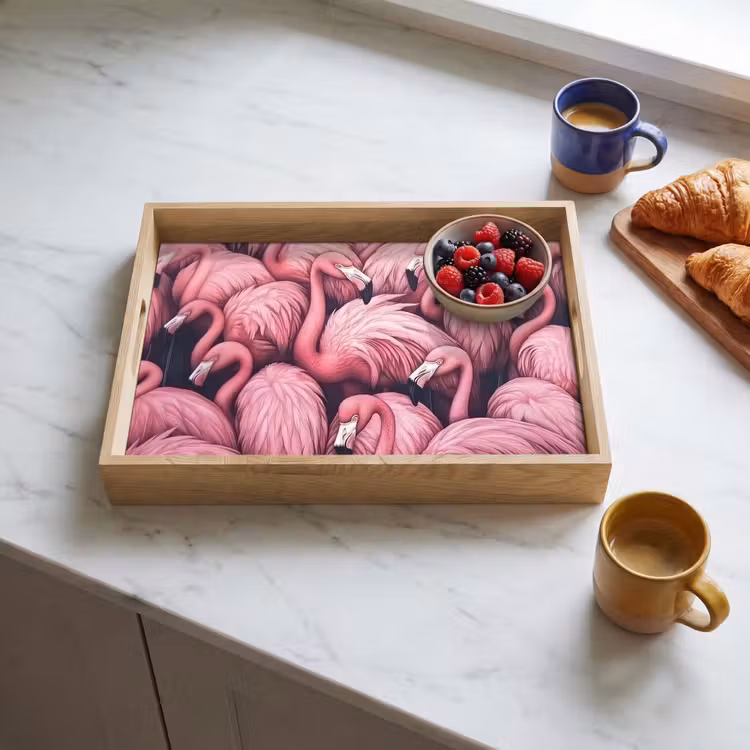 Flamingo - Roze - Dieren Dienblad Rechthoek middel -sfeer2