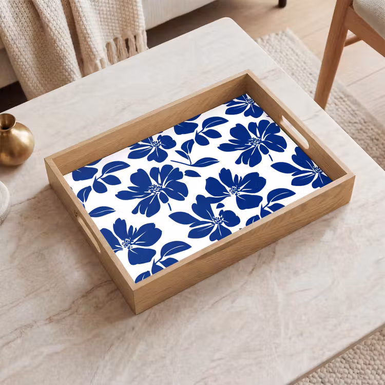 Floraal - Modern - Blauw Dienblad Rechthoek middel 911 -sfeer1