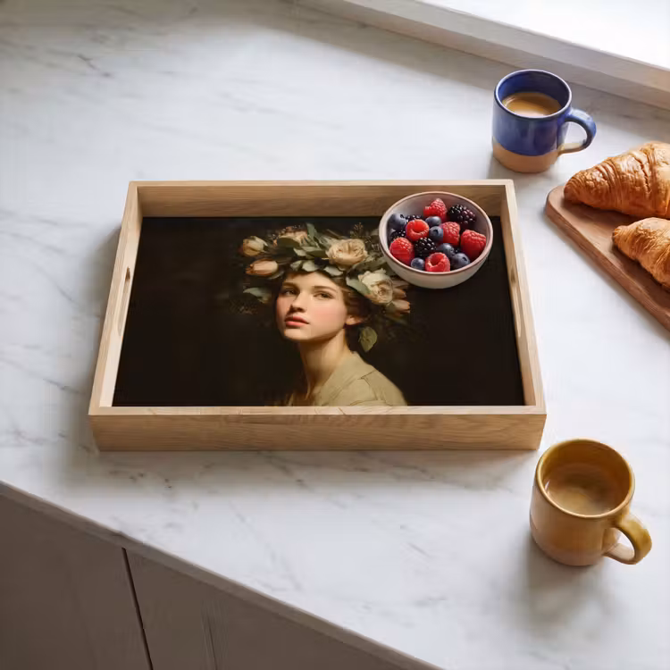 Bloemenstilte - Vrouw - Portret Dienblad Rechthoek middel -sfeer2