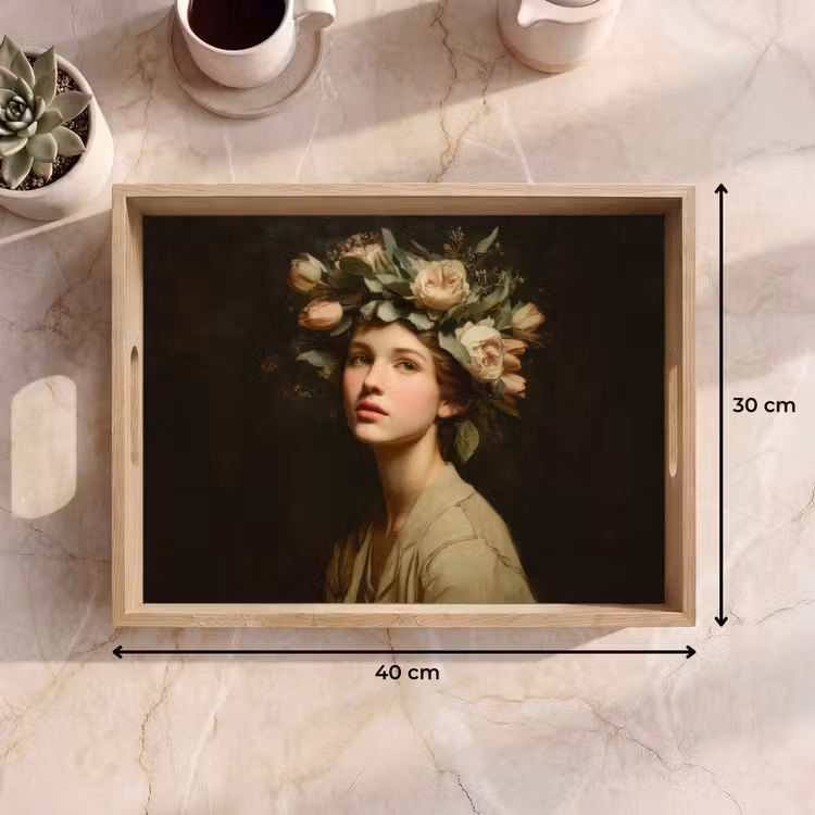 Bloemenstilte - Vrouw - Portret Dienblad Rechthoek middel -USP_Formaat