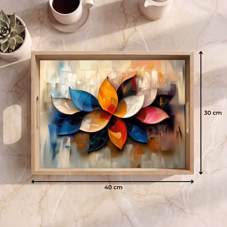 Bloem - Abstract - Kleurrijk - Bladeren Dienblad Rechthoek middel -USP_Formaat