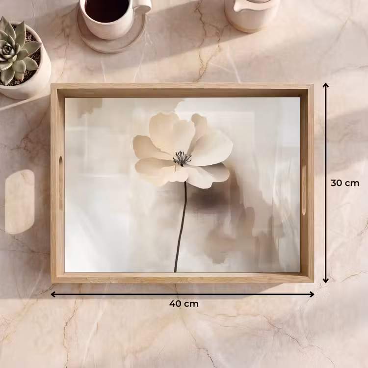 Bloem - Beige - Verf - Schaduw Dienblad Rechthoek middel -USP_Formaat
