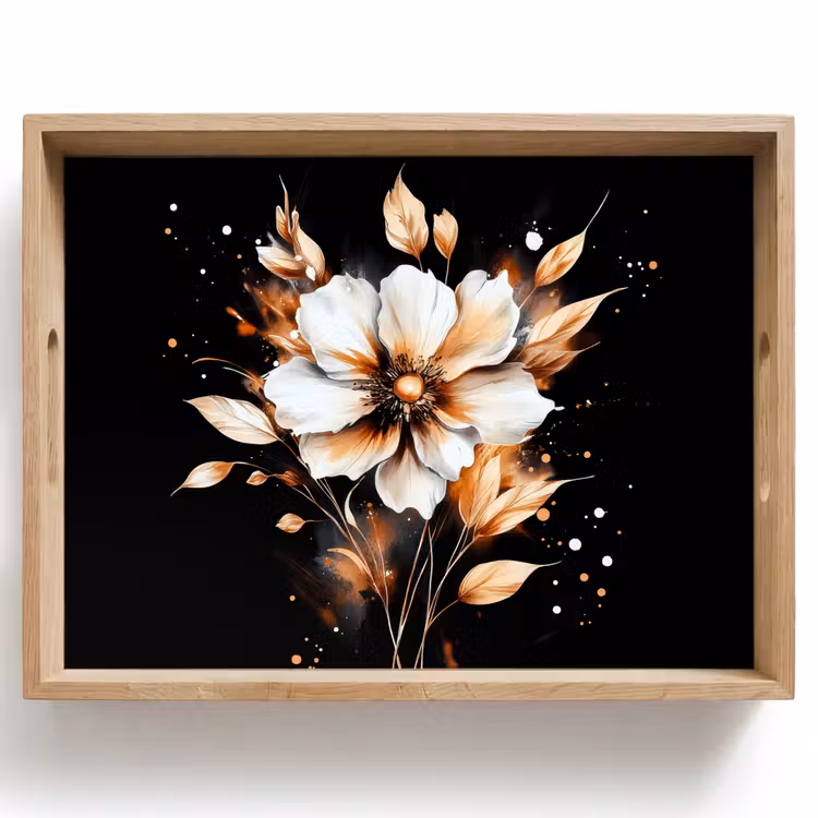 Bloem - Verf - Goud - Graffiti - Modern Dienblad Rechthoek middel -z3d_shopping