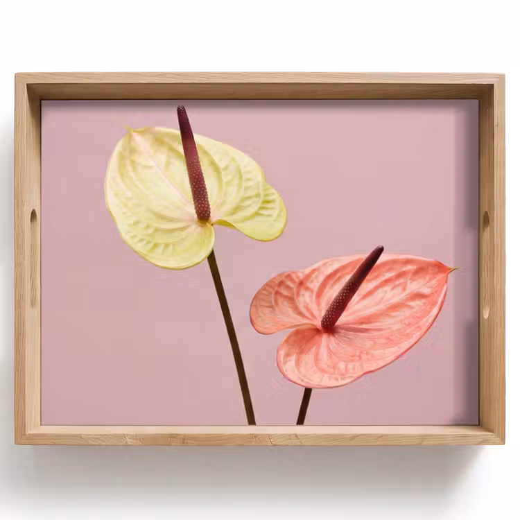 Bloemen - Anthuriums - Geel - Roze Dienblad Rechthoek middel -z3d_shopping