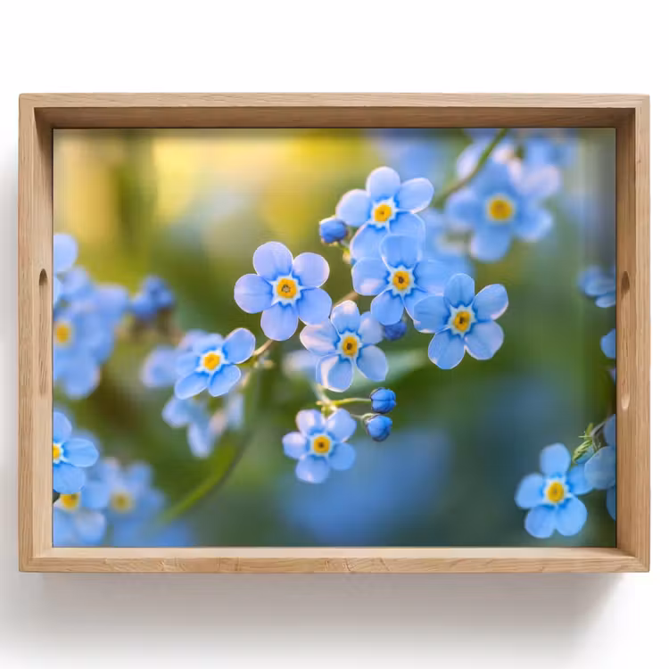 Bloemetjes - Blauw - Vergeet mij nietjes Dienblad Rechthoek middel -z3d_shopping