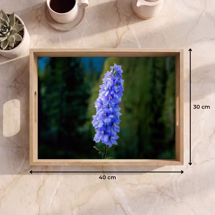 Bloemen - Blauw - Dennenboom Dienblad Rechthoek middel -USP_Formaat