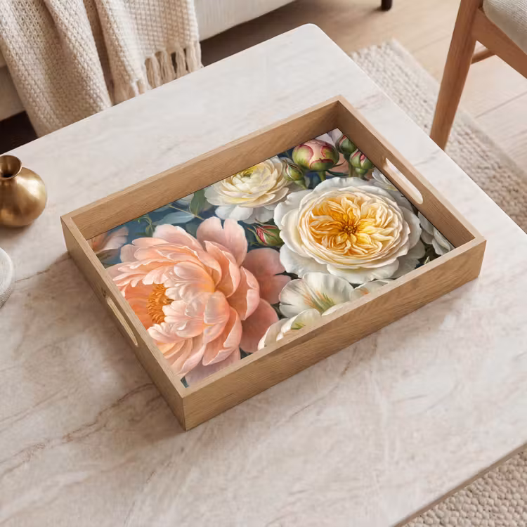 Bloemen - Boeket - Natuur - Klassiek - Kleurrijk Dienblad Rechthoek middel -sfeer1
