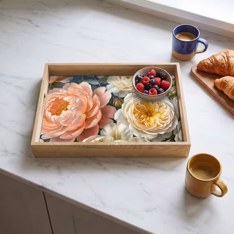 Bloemen - Boeket - Natuur - Klassiek - Kleurrijk Dienblad Rechthoek middel -sfeer2
