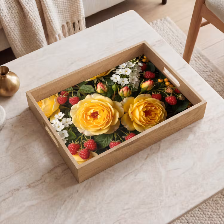 Bloemen - Boeket - Natuur - Klassiek - Geel Dienblad Rechthoek middel -sfeer1