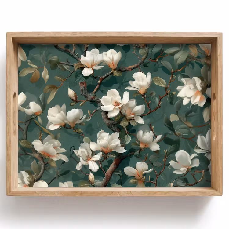 Bloemen - Takken - Wit - Klassiek Dienblad Rechthoek middel -z3d_shopping
