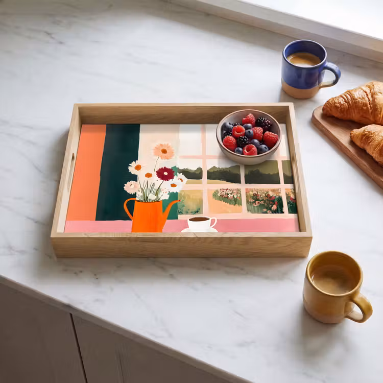 Bloemen - Koffie - Raam Dienblad Rechthoek middel -sfeer2