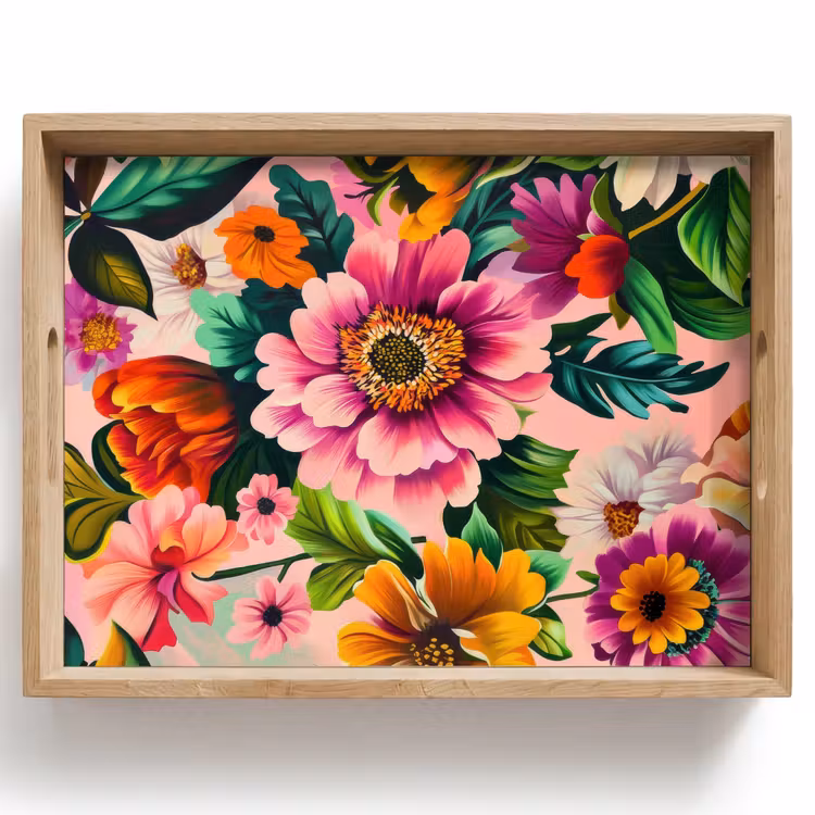 Bloemen - Kleurrijk - Roze Dienblad Rechthoek middel -z3d_shopping