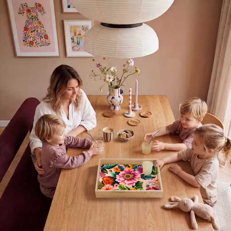 Bloemen - Kleurrijk - Roze Dienblad Rechthoek middel -sfeer4