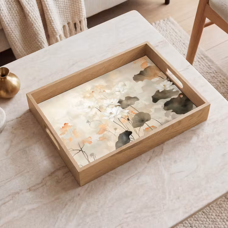 Bloemen - Japandi - Wabi sabi Dienblad Rechthoek middel -sfeer1