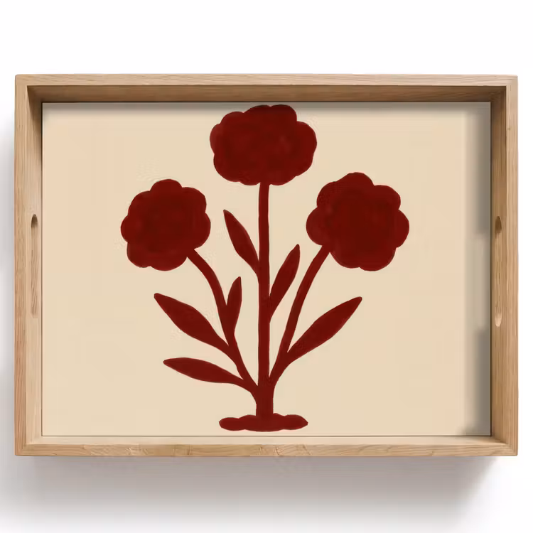 Bloemen - Bladeren - Rood - Minimalistisch Dienblad Rechthoek middel -z3d_shopping