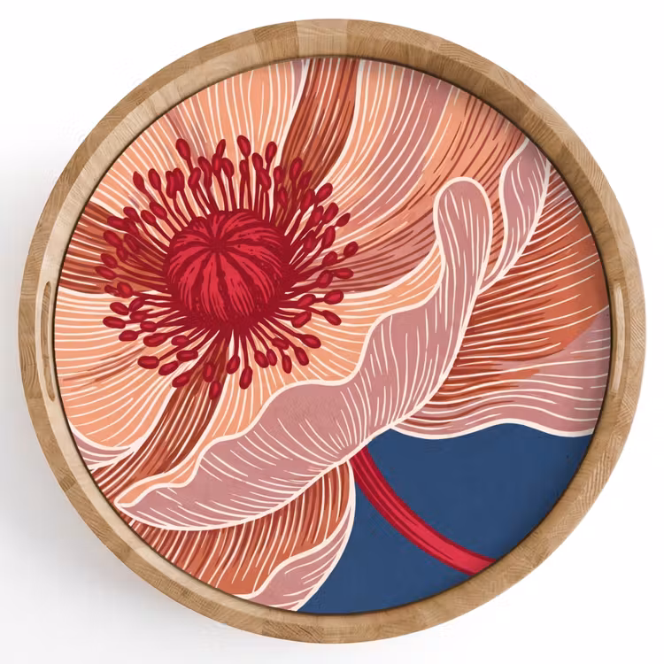 Tray - Flowers - Modern - Abstract - Bloemen - Modern - Abstract Dienblad Rond middel