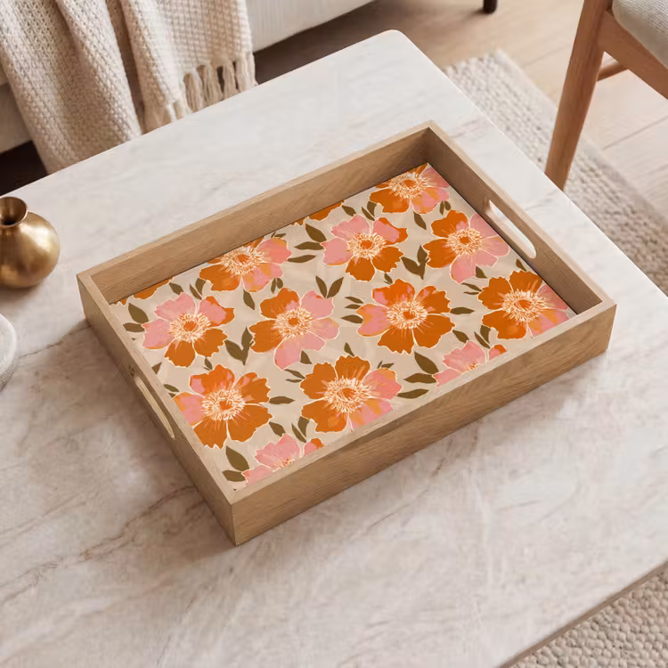 Bloemen - Motief - Retro Dienblad Rechthoek middel 911 -sfeer1