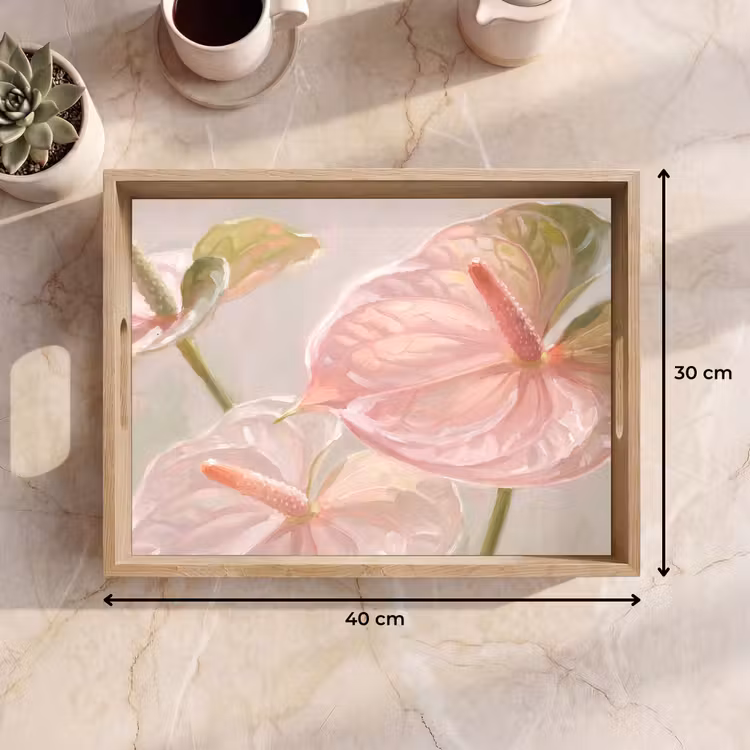 Bloemen - Pastel - Abstract - Natuur - Groen Dienblad Rechthoek middel -USP_Formaat