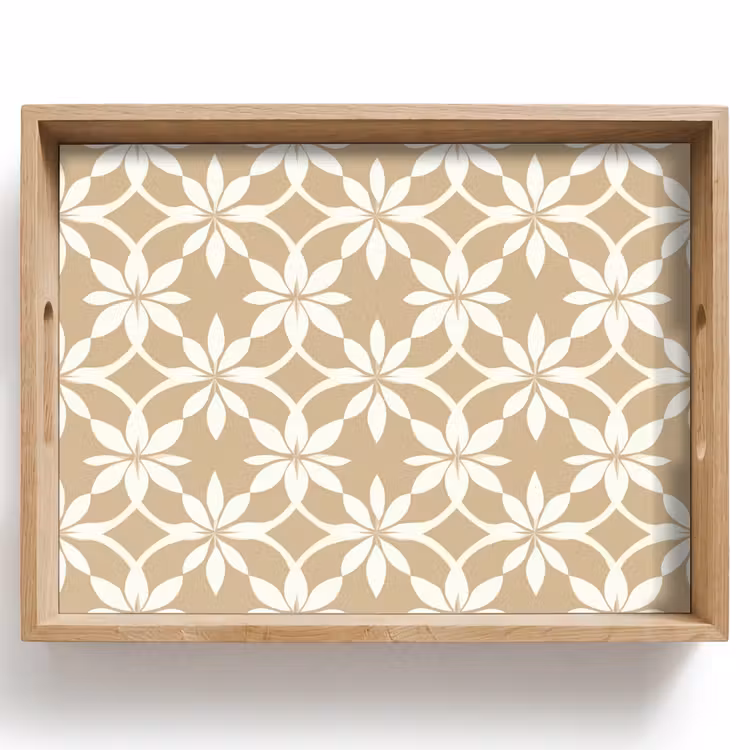 Bloemen - Patroon - Beige Dienblad Rechthoek middel 911 -z3d_shopping