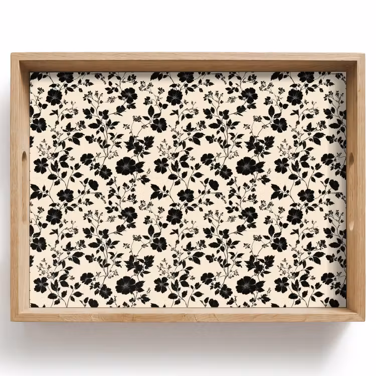 Bloemen - Dessin - Zwart Dienblad Rechthoek middel 911 -z3d_shopping