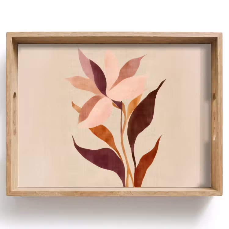 Bloemen - Blaadjes - Minimalistisch - Roze Dienblad Rechthoek middel -z3d_shopping