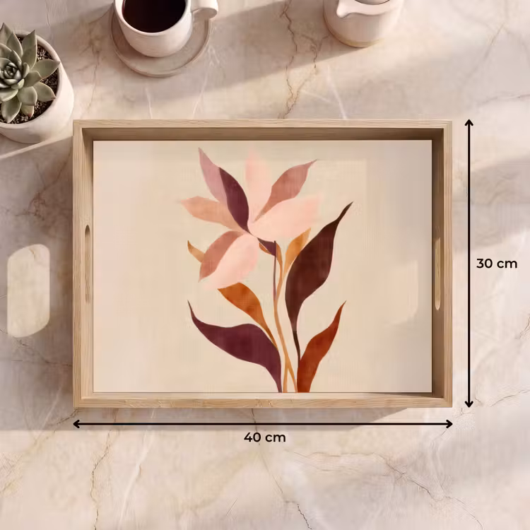 Bloemen - Blaadjes - Minimalistisch - Roze Dienblad Rechthoek middel -USP_Formaat