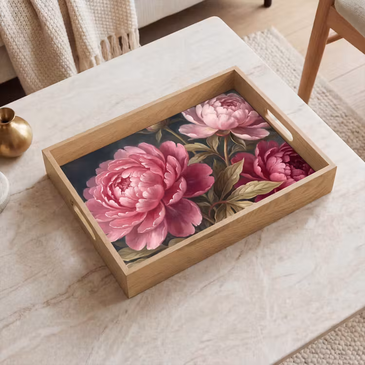 Bloemen - Roze - Klassiek - Natuur Dienblad Rechthoek middel -sfeer1