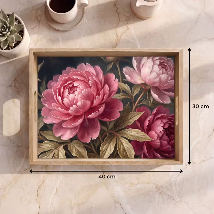 Bloemen - Roze - Klassiek - Natuur Dienblad Rechthoek middel -USP_Formaat