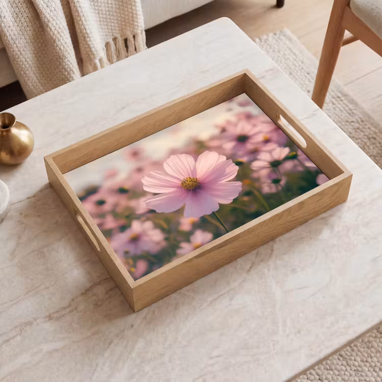 Bloemen - Paars - Wazig Dienblad Rechthoek middel -sfeer1