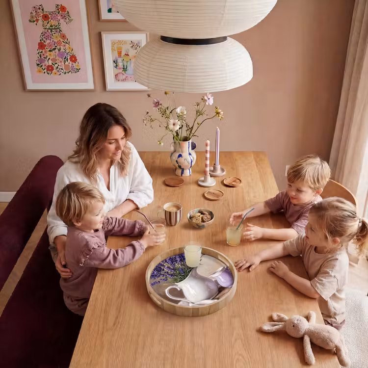 Tray - Flowers - Still Life - Purple - Bloemen - Stilleven - Paars Dienblad Rond middel