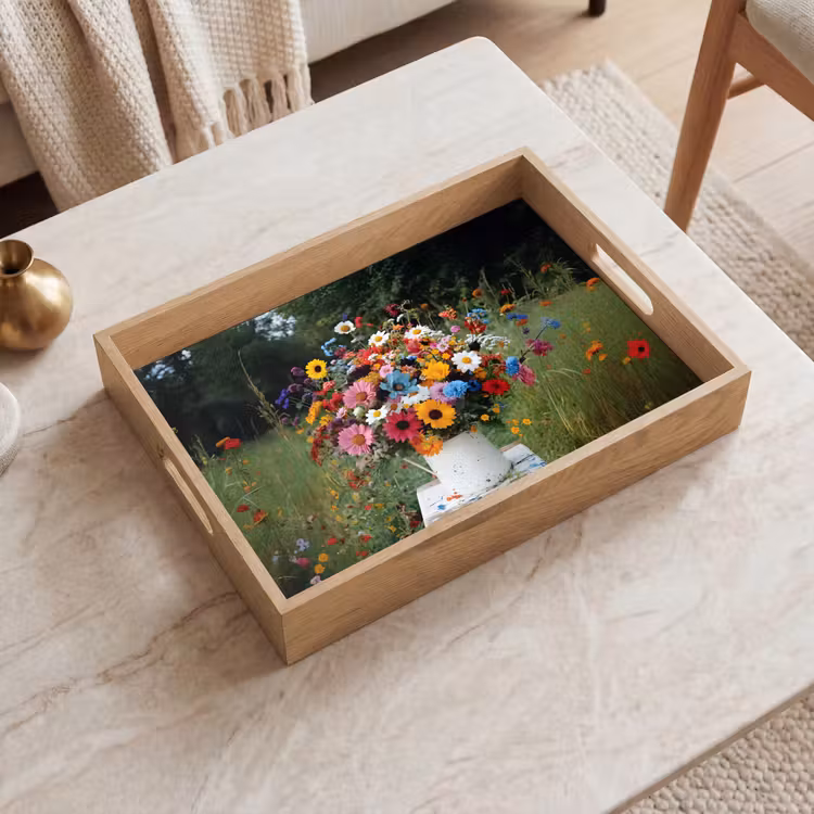 Bloemen - Krukje - Gieter - Veld Dienblad Rechthoek middel -sfeer1