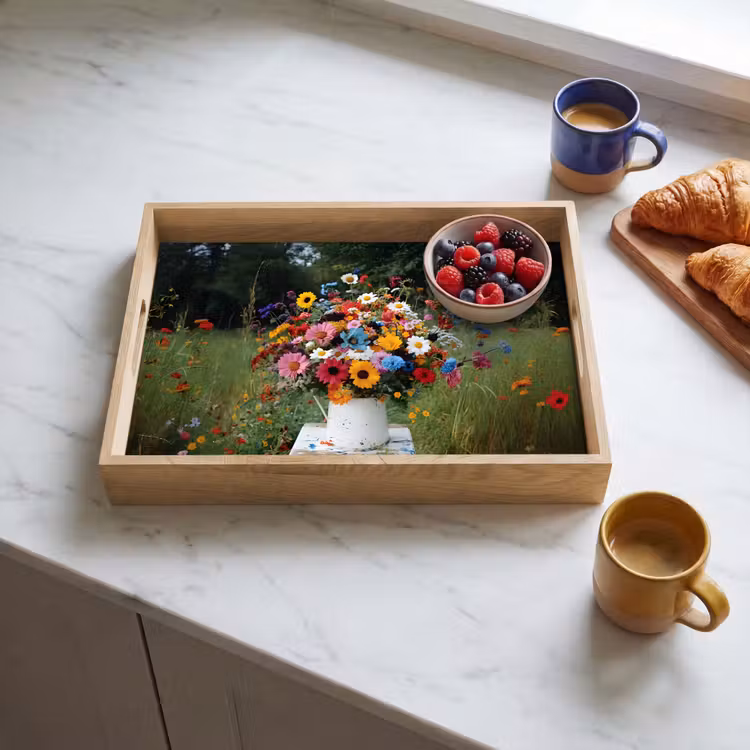 Bloemen - Krukje - Gieter - Veld Dienblad Rechthoek middel -sfeer2