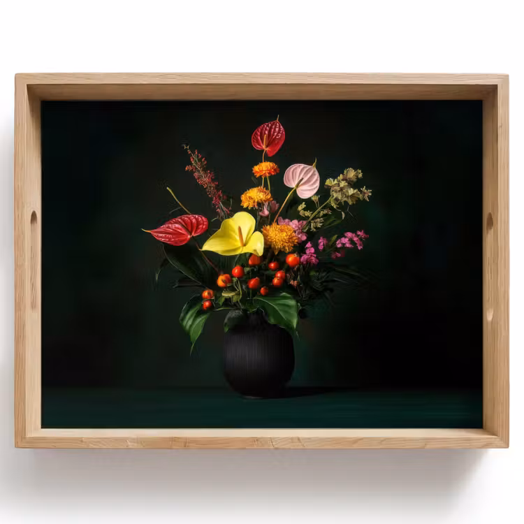 Bloemen - Vaas - Zwart Dienblad Rechthoek middel -z3d_shopping