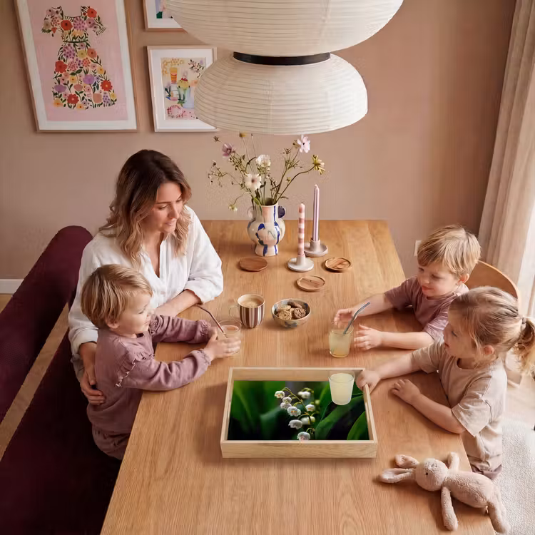 Bloemen - Wit - Bladeren - Lelietjes Dienblad Rechthoek middel -sfeer4