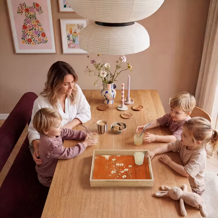 Bloemen - Wit - Subtiel - Roestkleur Dienblad Rechthoek middel -sfeer4