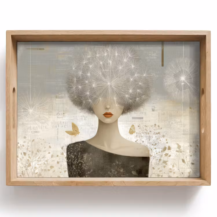Pluis - Vrouw - Beige Dienblad Rechthoek middel -z3d_shopping