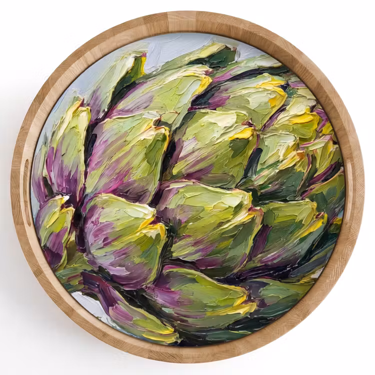 Tray - Food - Artichoke - Modern - Eten - Artisjok - Modern Dienblad Rond middel