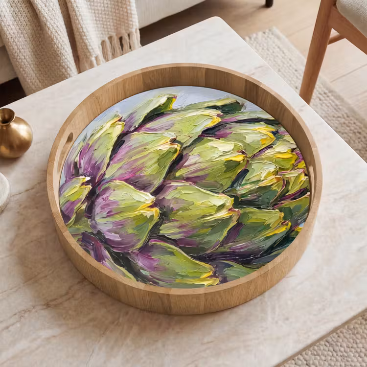 Tray - Food - Artichoke - Modern - Eten - Artisjok - Modern Dienblad Rond middel
