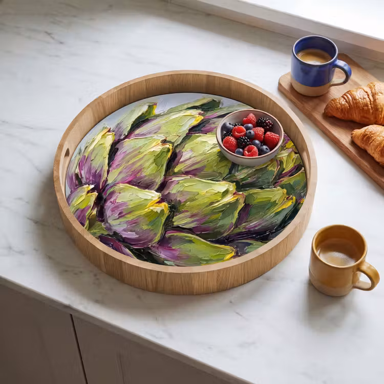 Tray - Food - Artichoke - Modern - Eten - Artisjok - Modern Dienblad Rond middel