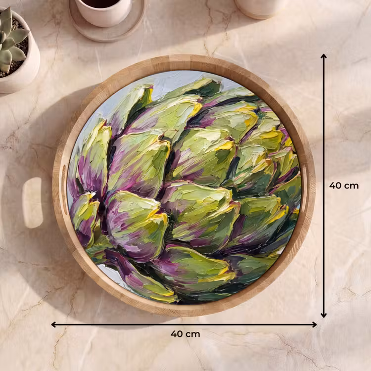 Tray - Food - Artichoke - Modern - Eten - Artisjok - Modern Dienblad Rond middel