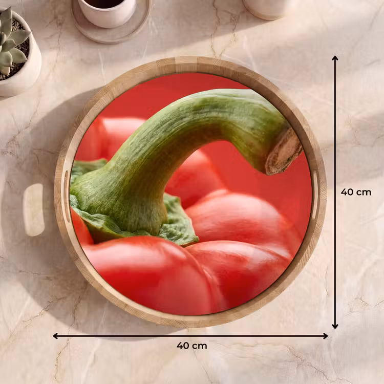 Tray - Food - Bell Pepper - Red - Eten - Paprika - Rood Dienblad Rond middel