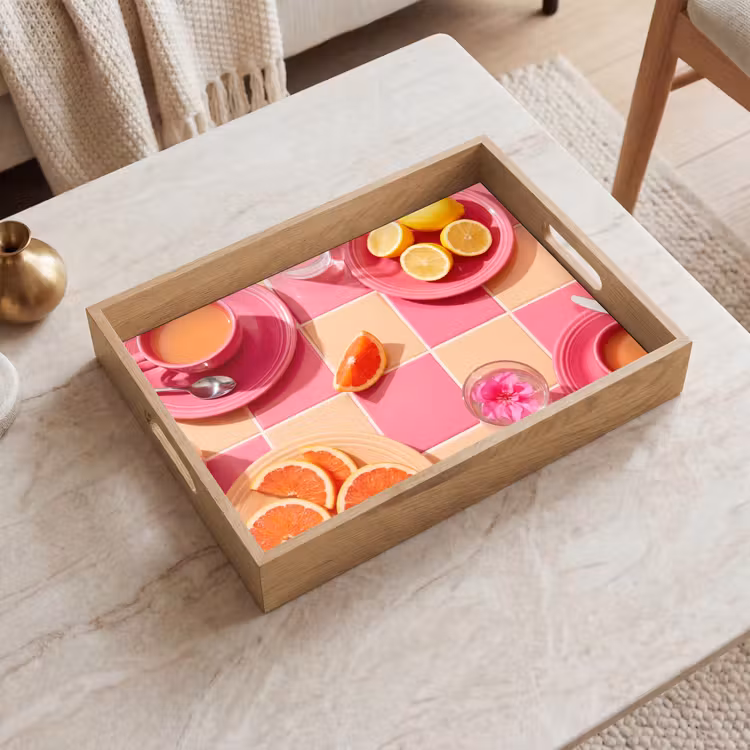 Eten - Citrusvruchten - Stillevens - Roze - Oranje Dienblad Rechthoek middel -sfeer1