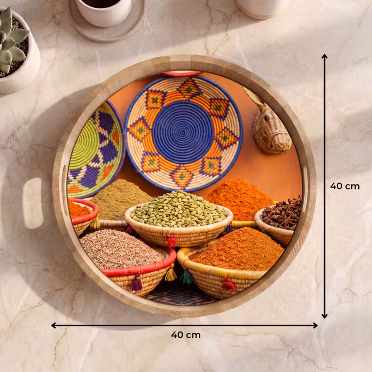 Tray - Food - Colorful - Culture - Eten - Kleurrijk - Cultuur Dienblad Rond middel