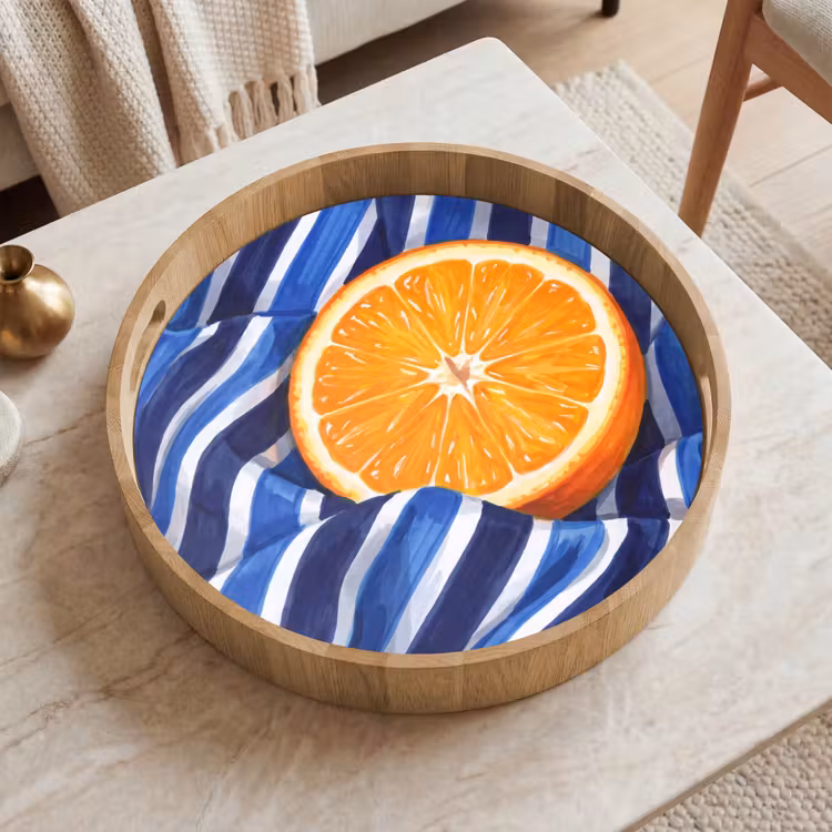 Tray - Food - Fruit - Orange - Eten - Fruit - Oranje Dienblad Rond middel