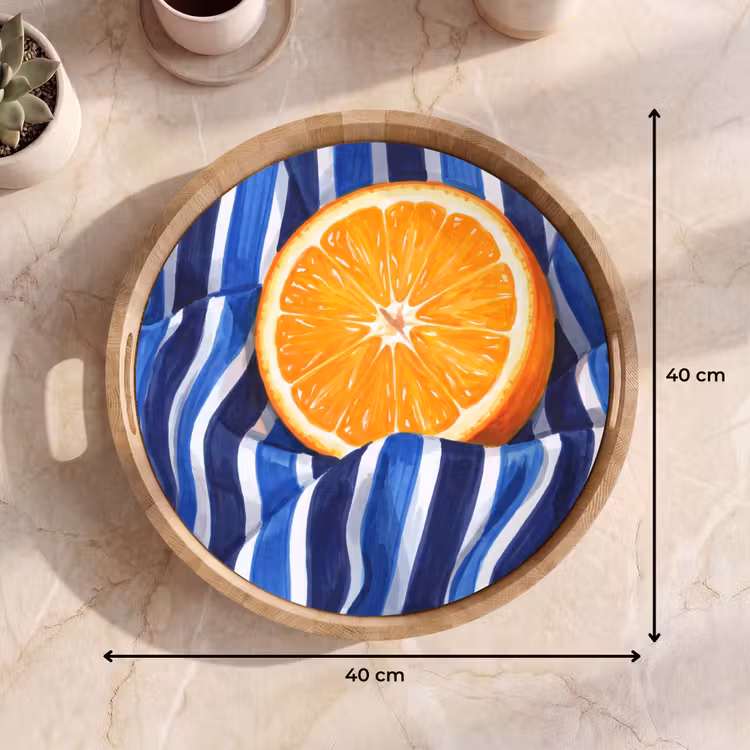 Tray - Food - Fruit - Orange - Eten - Fruit - Oranje Dienblad Rond middel