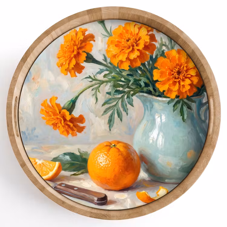 Tray - Food - Orange - Art - Eten - Oranje - Kunst Dienblad Rond middel